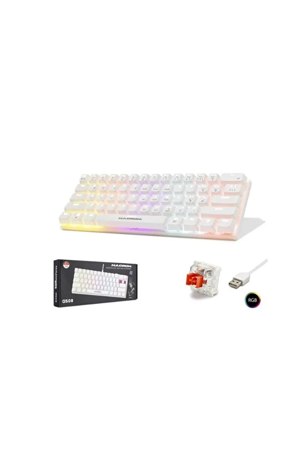 HADRON G508R KABLOLU OYUNCU MİNİ KLAVYE MEKANİK RED SWİTCH RGB Q BEYAZ