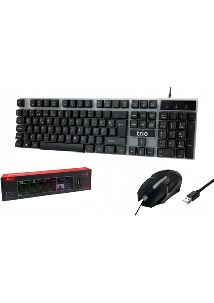 TRK200 Q TRK USB/Q MEKANİK HİSLİ RGB IŞIKLI GAMİNG KLAVYE MAUSE SET