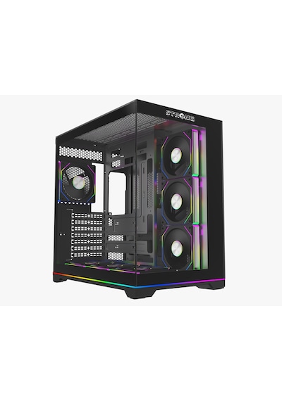 STRONG BALERİON 600W 80+ 7X 120 MM FANLI ARGB KUMANDALI ŞERİT LEDLİ ATX AKVARYUM SİYAH GAMİNG BİLGİSAYAR KASASI